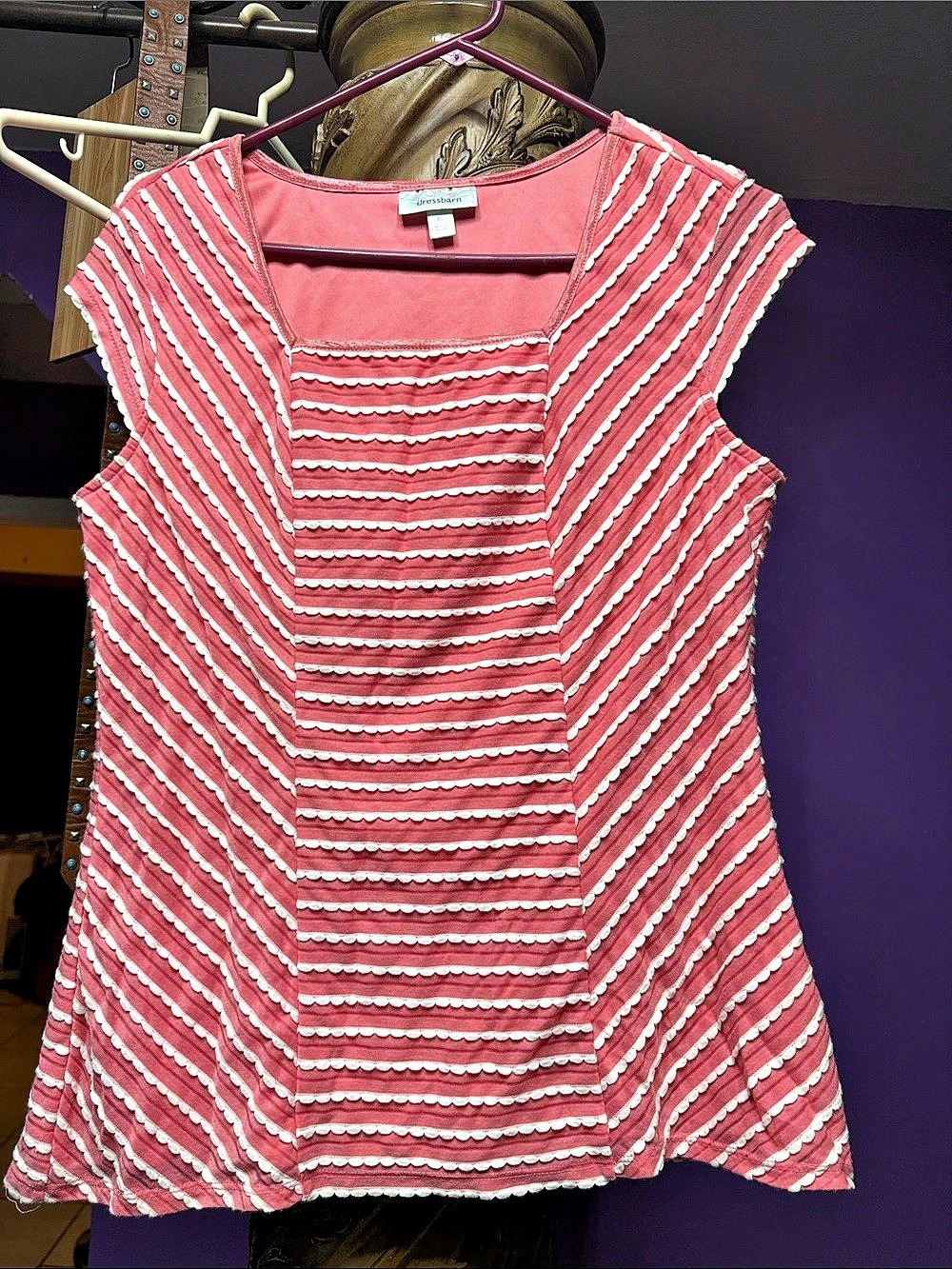 Dressbarn Striped Tunic in Pink & White Size XL